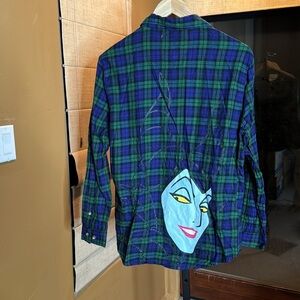 Disney Blue and Green Plaid Button Down Shirt